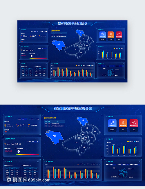 UI设计web应急监测大数据分析平台界面